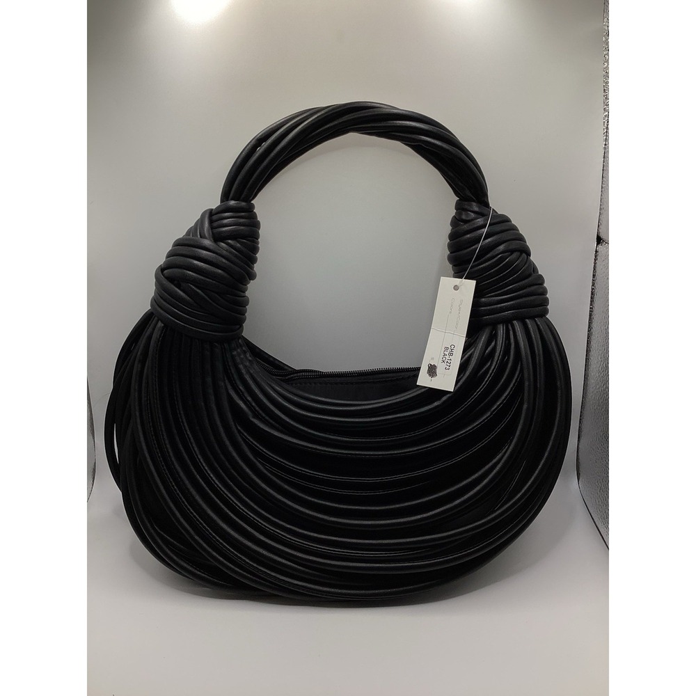 Chinese Laundry CHB-1273 Black Multi Strand Knotted Hobo Shoulder Bag NWT